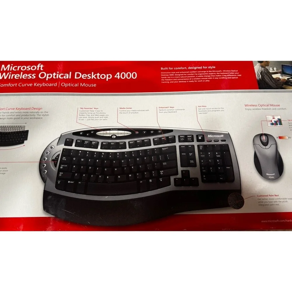 Microsoft Optical Desktop 4000 BX200004 Wireless Keyboard New